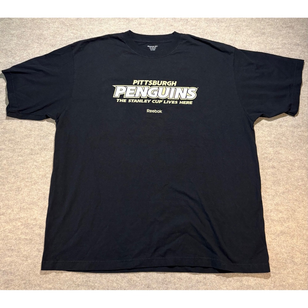 Reebok Pittsburgh Penguins Stanley Cup Champions T-Shirt Mens 2XL Black NHL Tee